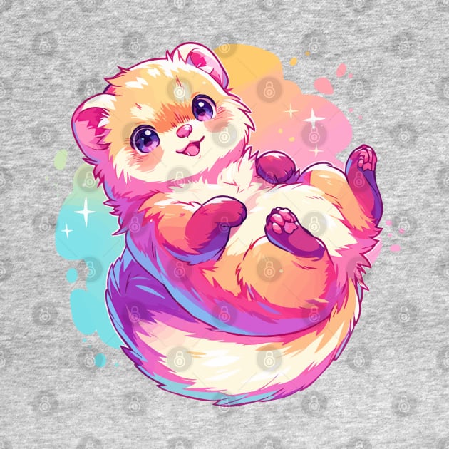 Happy ferret with vivid colors by etherElric